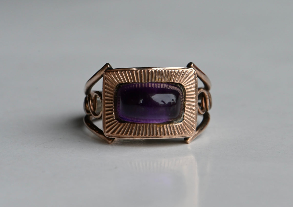 Regency Style Rings Antique 1810s 10K Georgian Regency Era memorial ring with amethyst ...