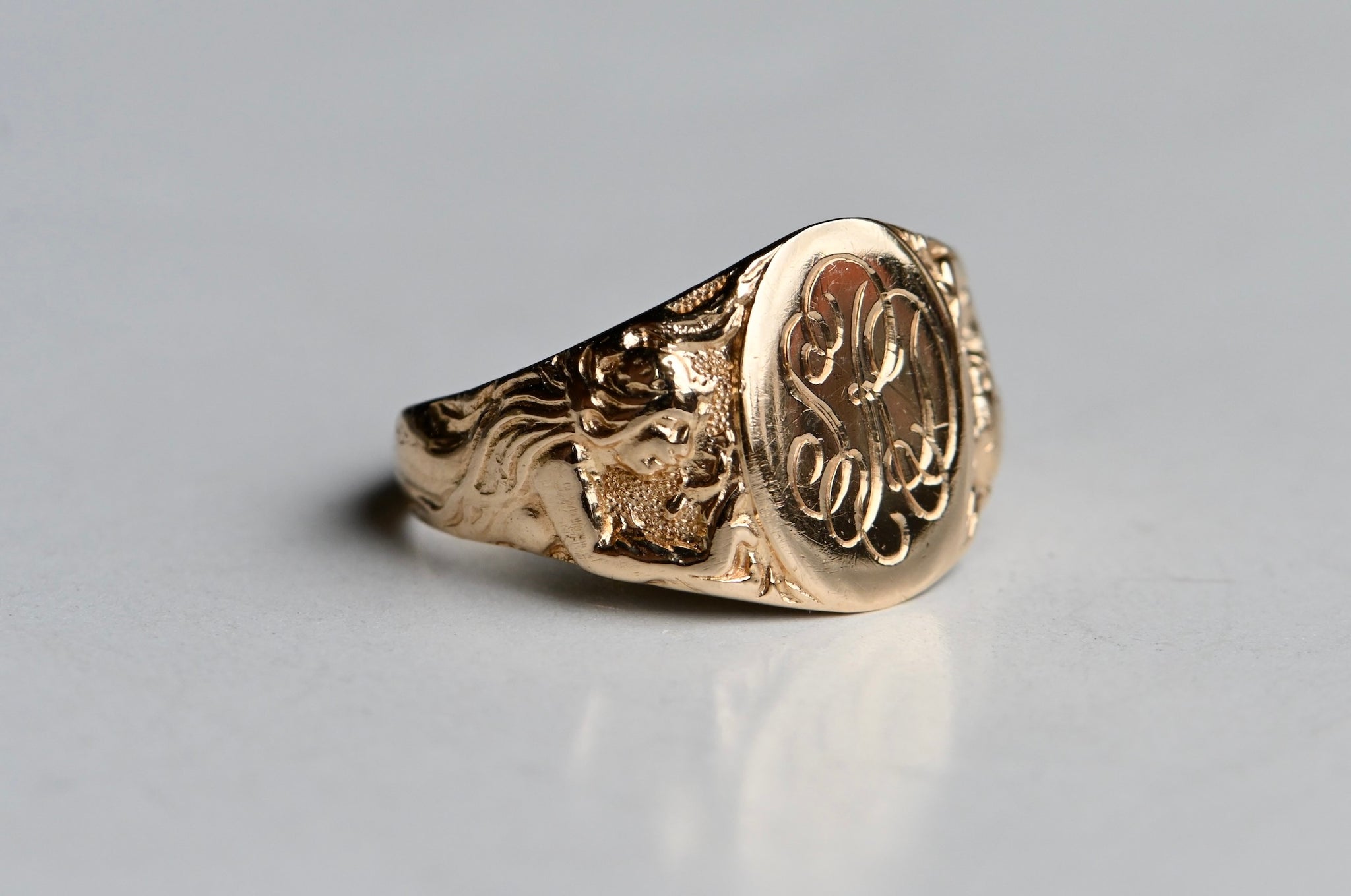 Antique 1910s 14K Art Nouveau female figure signet ring – Jean