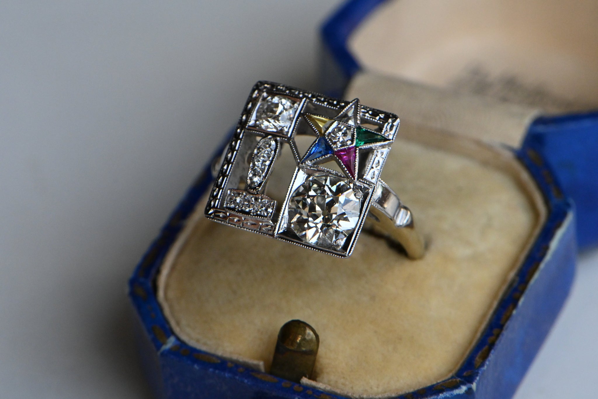 Order Of The Eastern Star Ring – Mason Zone – Silver Color CZ Loop – OES Masonic Ring (Multiple Sizes)