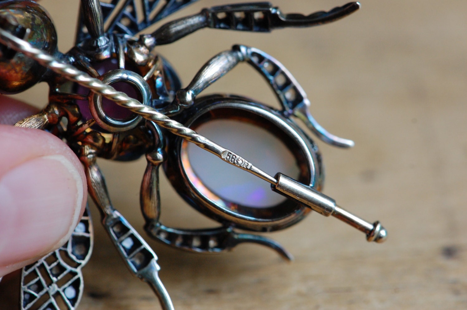 Antique Russian Imperial gemstone insect brooch ∙ 1900s Art Nouveau Ru ...