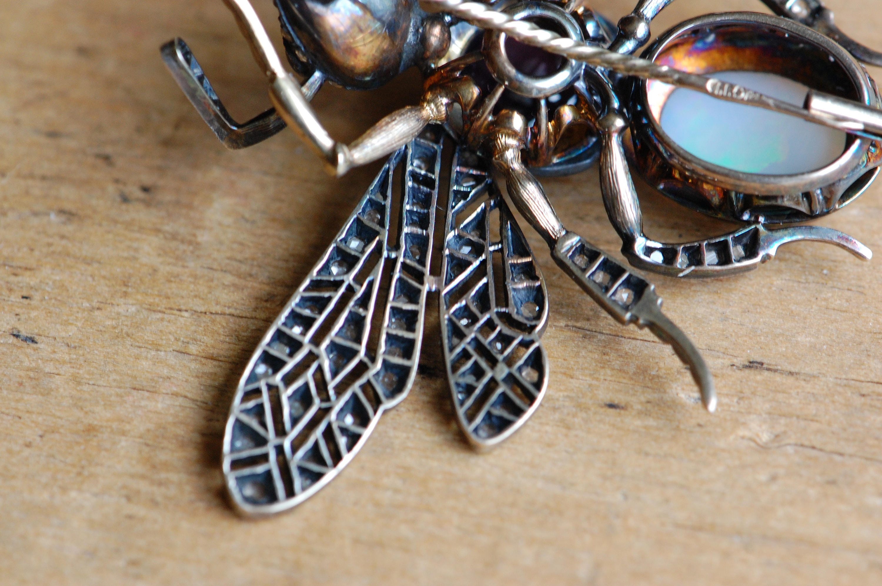 Antique Russian Imperial gemstone insect brooch ∙ 1900s Art Nouveau Ru ...