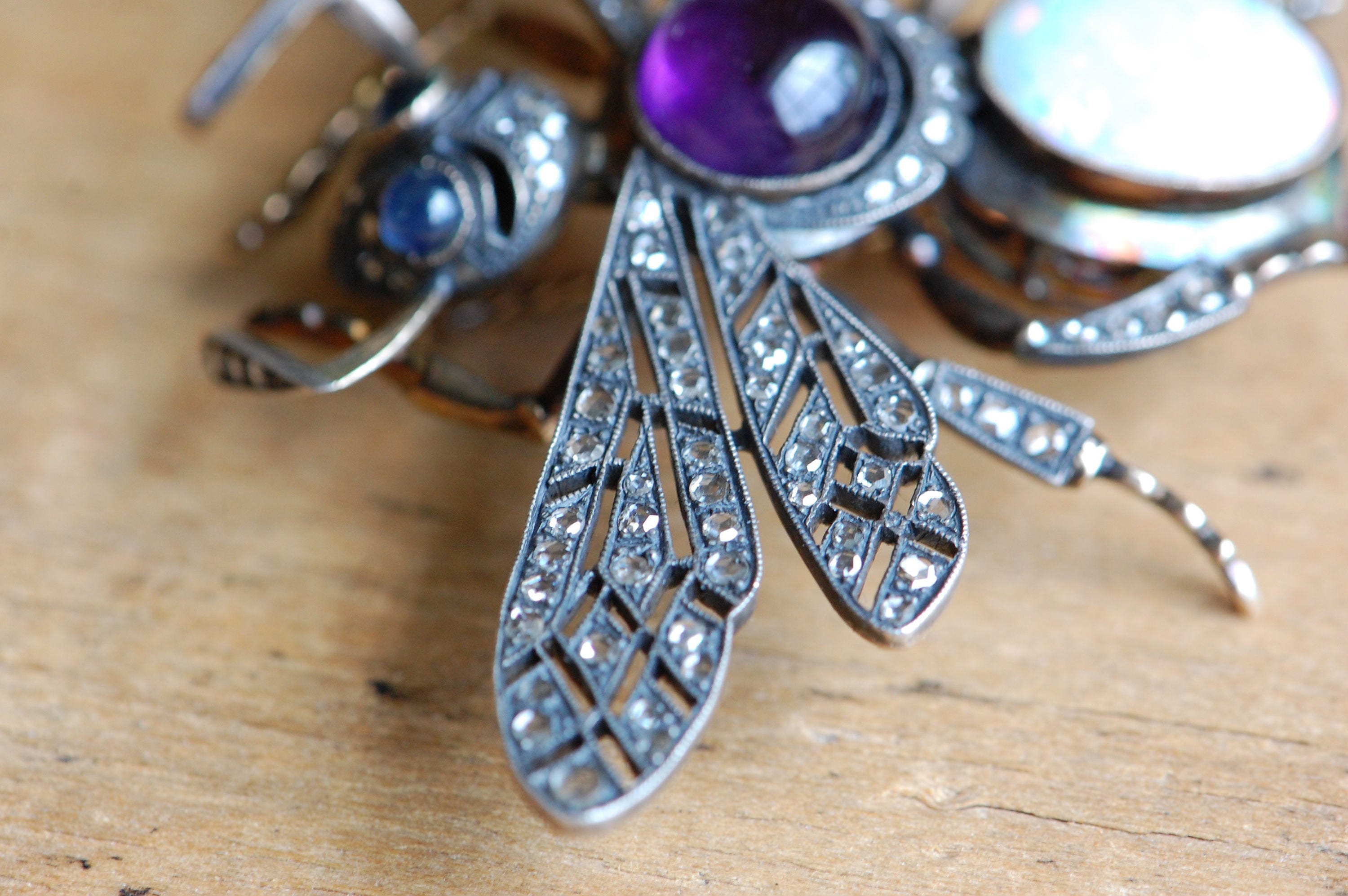 Antique Russian Imperial gemstone insect brooch ∙ 1900s Art Nouveau Ru ...
